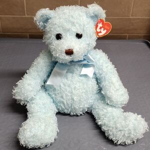 NEW WITH TAGS 14”  2004 Ty OASIS Blue Curly Fur Bear Classic